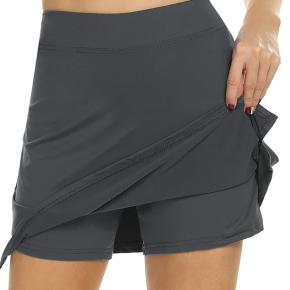 Black Golf Tennis Lycra Skorts - Picture 3 of 5
